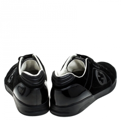 مملوكة مسبقًا Gucci Black Suede And PVC Interlocking G Logo Low Top Sneakers Size 46