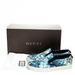 Gucci Multicolor GG Supreme Blooms Printed Canvas Slip On Sneakers Size 42