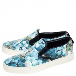 Gucci Multicolor GG Supreme Blooms Printed Canvas Slip On Sneakers Size 42