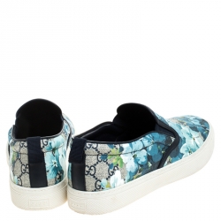 Gucci Multicolor GG Supreme Blooms Printed Canvas Slip On Sneakers Size 42