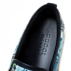 Gucci Multicolor GG Supreme Blooms Printed Canvas Slip On Sneakers Size 42