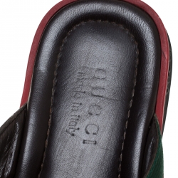 Pre Owned Gucci Brown GG Leather Web Detail Thong Flats Size 42.5