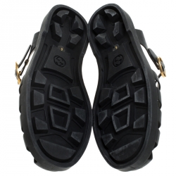 Gucci Black Rubber Marmont And Tiger Embellished Buckle Strap Sandals Size 40
