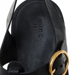 Gucci Black Rubber Marmont And Tiger Embellished Buckle Strap Sandals Size 40