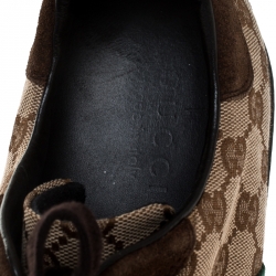 Gucci Beige/Brown GG Canvas And Suede Ace Vintage Web Lace Up Sneakers Size 41.5