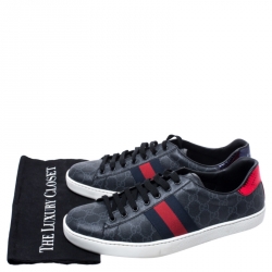 Gucci Grey GG Supreme Canvas Web Ace Low Top Sneakers Size 46