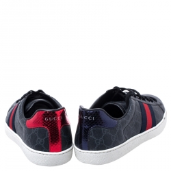 Gucci Grey GG Supreme Canvas Web Ace Low Top Sneakers Size 46