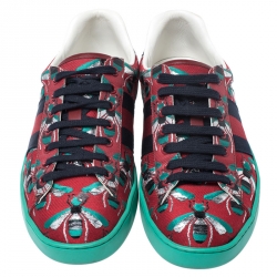 Pre Owned حذاء رياضي غوتشي بحافة مرتفعة آيس قماش جاكارد نحل متعدد الألوان مقاس 41