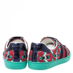Gucci Multicolor Bee Jacquard Fabric Ace Low Top Sneakers Size 41