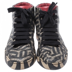 Gucci Black/Beige Geometric Print GG Supreme Canvas High Top Sneakers Size 41