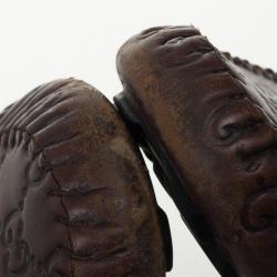Pre Owned Gucci Dark Brown Guccissima Leather Penny Loafer Drivers With Interlocking G Size 43.5