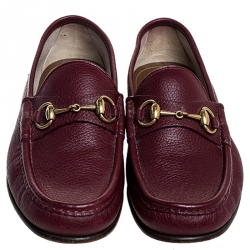 Gucci Burgundy Leather 1953 Horsebit Loafers Size 40