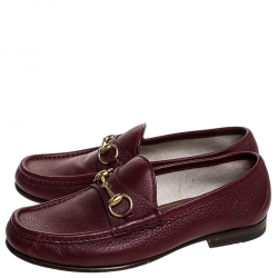 Gucci Burgundy Leather 1953 Horsebit Loafers Size 40