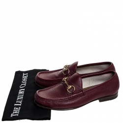Gucci Burgundy Leather 1953 Horsebit Loafers Size 40