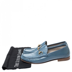 Gucci Blue Patent Leather 1953 Horsebit Loafers Size 40.5
