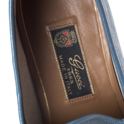 Gucci Blue Patent Leather 1953 Horsebit Loafers Size 40.5