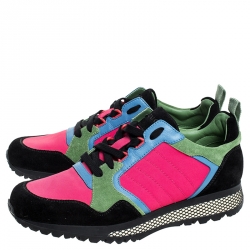 Gucci Multicolor Canvas, Suede And Leather Icaro Sneakers Size 40