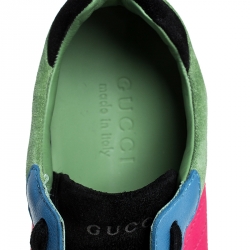 Gucci Multicolor Canvas, Suede And Leather Icaro Sneakers Size 40