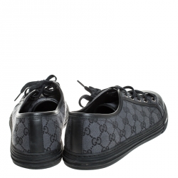 Gucci Black/Navy Blue Leather And GG Canvas Low Top Sneakers Size 43