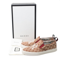 Gucci Beige/Brown GG Canvas MLB Ny Yankees Slip On Sneakers Size 43