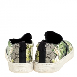Gucci Multicolor GG Supreme Blooms Printed Canvas Slip On Sneakers Size 42