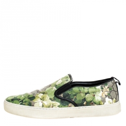 Gucci Multicolor GG Supreme Blooms Printed Canvas Slip On Sneakers Size 42