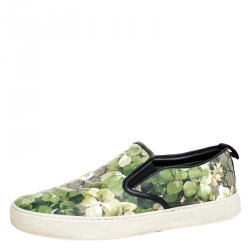 Gucci Multicolor GG Supreme Blooms Printed Canvas Slip On Sneakers Size 42