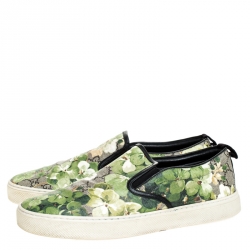 Gucci Multicolor GG Supreme Blooms Printed Canvas Slip On Sneakers Size 42