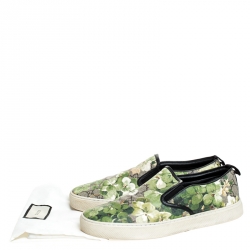 Gucci Multicolor GG Supreme Blooms Printed Canvas Slip On Sneakers Size 42