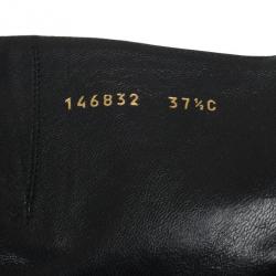Pre Owned Gucci Guccissima Black Leather Pointed Toe Knee Length Boots Size 37.5