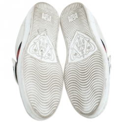 Gucci White Leather, Python Trim And Web Detail Lion Patch Ace Low Top Sneakers Size 43