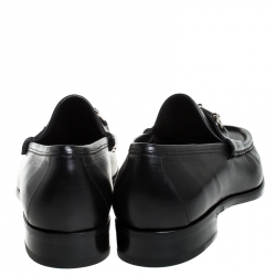 Gucci Black Leather Horsebit Loafers Size 43.5