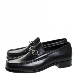 Gucci Black Leather Horsebit Loafers Size 43.5