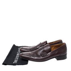Gucci Dark Brown Leather Loafers Size 42.5