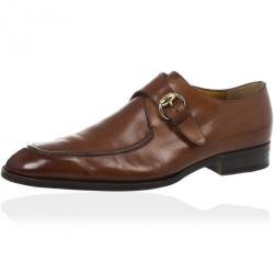 Gucci Tan Leather Monk Strap Derby Size 41