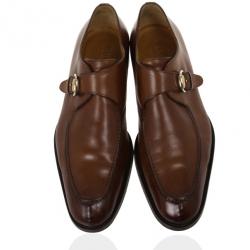 Gucci Tan Leather Monk Strap Derby Size 41