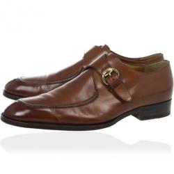 Gucci Tan Leather Monk Strap Derby Size 41