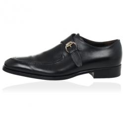 Pre Owned Gucci Black Leather Monk Strap Loafers Size 41