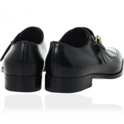 Pre Owned Gucci Black Leather Monk Strap Loafers Size 41