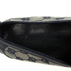 Pre Owned Gucci Navy Guccissima Loafers Size 41.5 