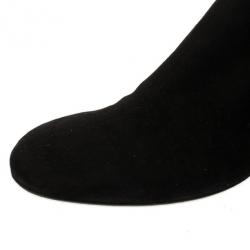 Pre Owned Gucci Black Suede Studded Ankle Boots Size 38