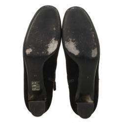 Pre Owned Gucci Black Suede Studded Ankle Boots Size 38
