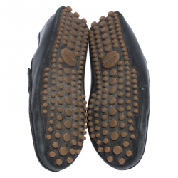 Gucci Black Leather Web Detail Loafers Size 41