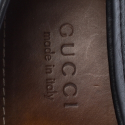 Gucci Black Leather Web Detail Loafers Size 41