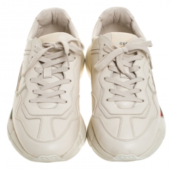 Gucci Ivory Leather Rhyton Vintage Logo Platform Sneakers Size 41