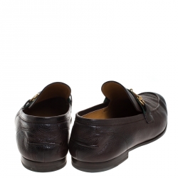 Gucci Brown Leather Horsebit Slip On Loafers Size 43.5