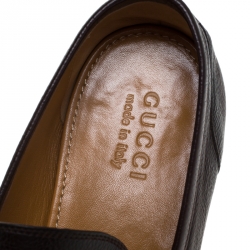 Gucci Brown Leather Horsebit Slip On Loafers Size 43.5