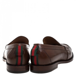 Gucci Brown Leather Penny Loafers Size 43.5