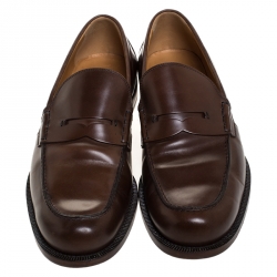 Gucci Brown Leather Penny Loafers Size 43.5
