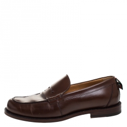 Gucci Brown Leather Penny Loafers Size 43.5